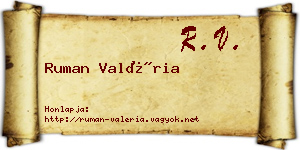Ruman Valéria névjegykártya